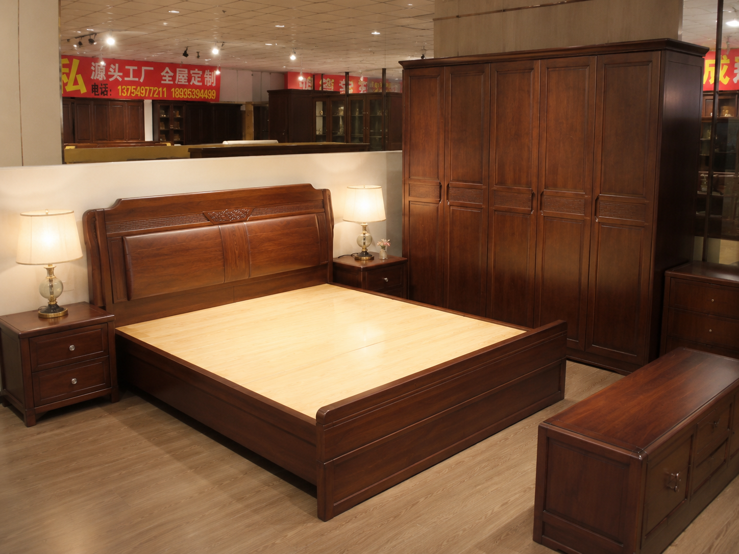 卧室实木床与柜体系列展示