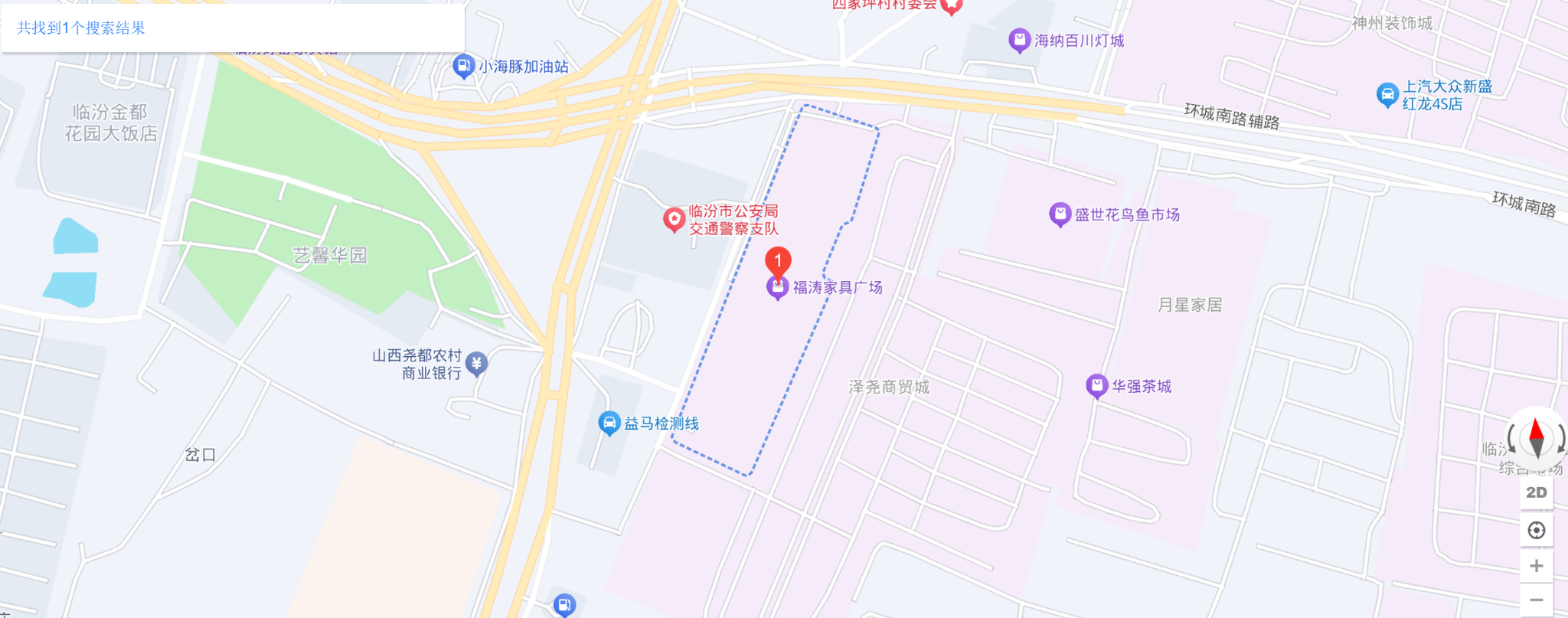 福涛家具广场在临汾环城南路附近的地图位置